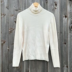 Ralph Lauren Vintage Ivory Ribbed Turtleneck Sweater EUC